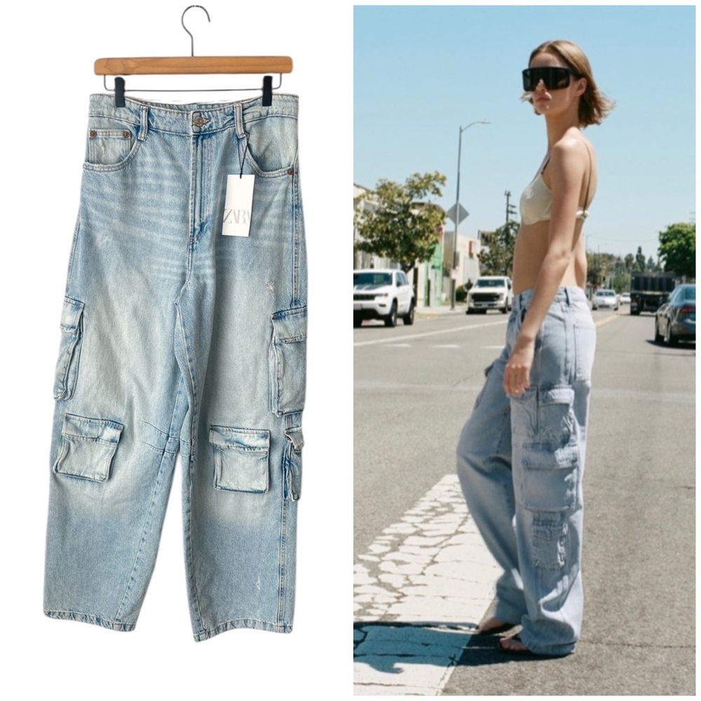 Zara Denim Straight Leg Jeans with Pockets